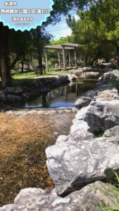 沖縄糸満市の西崎親水公園は、子供から大人まで楽しめる水遊びエリア！整備された川で、安全に水遊びを楽しめます。