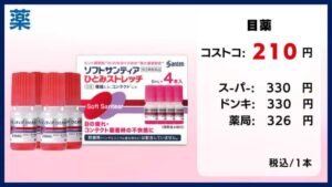 コストコの料金比較、ソフトサンティア、目薬